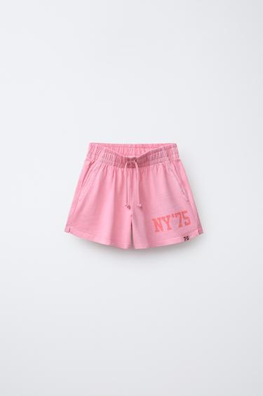 SLOGAN BERMUDA SHORTS - Pink by Zara