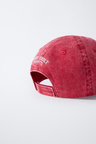WASHED EFFECT EMBROIDERED SNOOPY PEANUTS™ CAP - Red by Zara