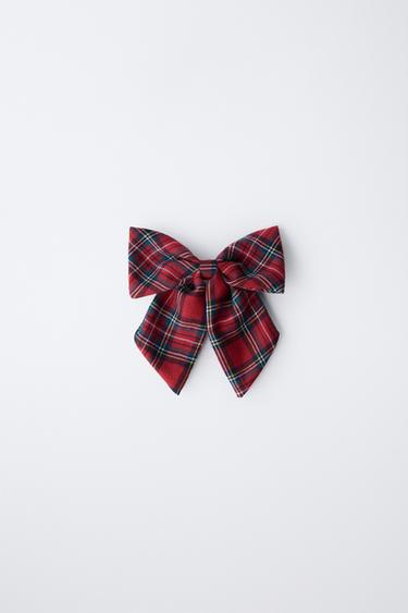 CHECK BOW HAIR CLIP - Red by Zara