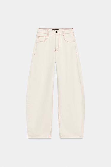 Z1975 MID-WAIST BARREL JEANS - Ecru by Zara