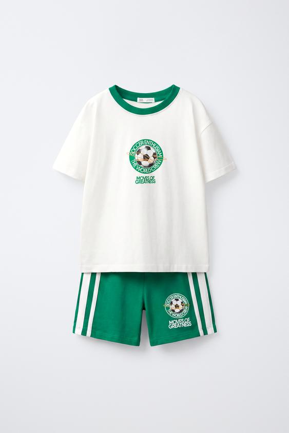 6-14 YEARS / FOOTBALL PRINT PYJAMAS - Green by Zara - Image 0