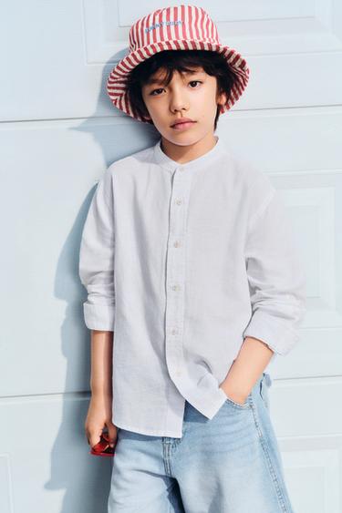 STRIPED BUCKET HAT WITH EMBROIDERED TEXT - Red by Zara