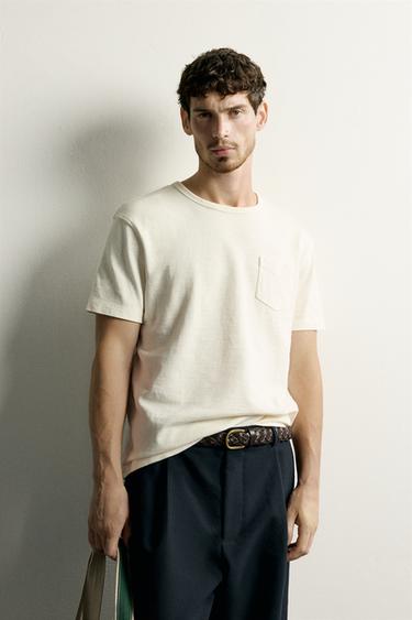REGULAR FIT SHORT SLEEVE T-SHIRT - Ecru by Zara