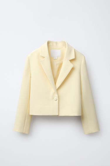 COVERED BUTTON BLAZER - Pastel yellow by Zara
