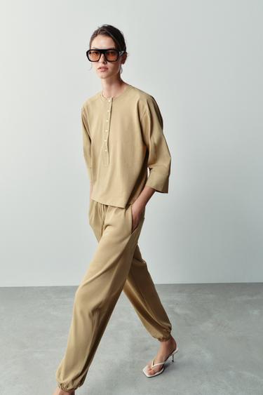 COMBINED JOGGER TROUSERS - camel by Zara