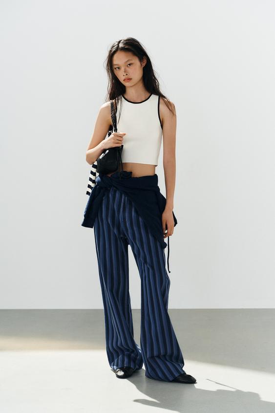 CONTRAST PIPING KNIT CROP TOP - White by Zara - Image 0