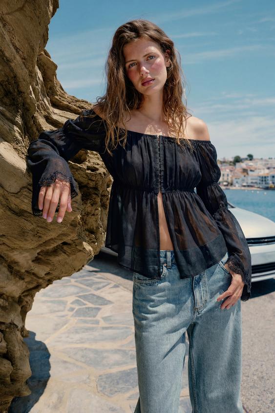 TOP WITH MATCHING LACE - Black by Zara - Image 0