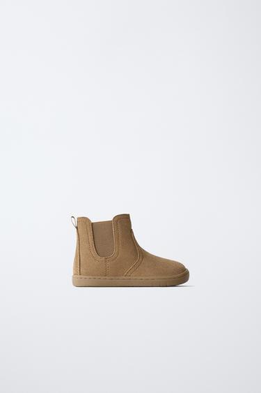 LEATHER BAREFOOT ANKLE BOOTS - Beige by Zara