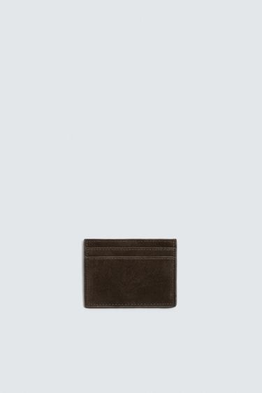 LEATHER CARD HOLDER - Brown by Zara