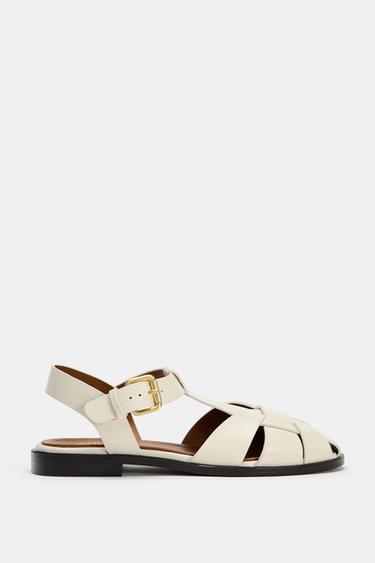 FLAT CAGE SANDALS - White by Zara
