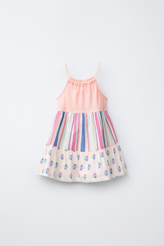 STRIPED AND FLORAL PANELLED DRESS - Multicoloured by Zara - Image 0
