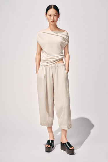 ASYMMETRIC CUT-OUT KNIT TOP - Sand by Zara