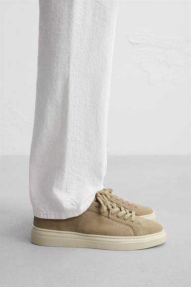 LEATHER TRAINERS - Beige by Zara - Image 0