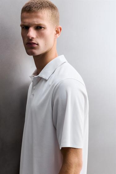 TECHNICAL PIQUÉ TEXTURE TRAINING POLO SHIRT - White by Zara