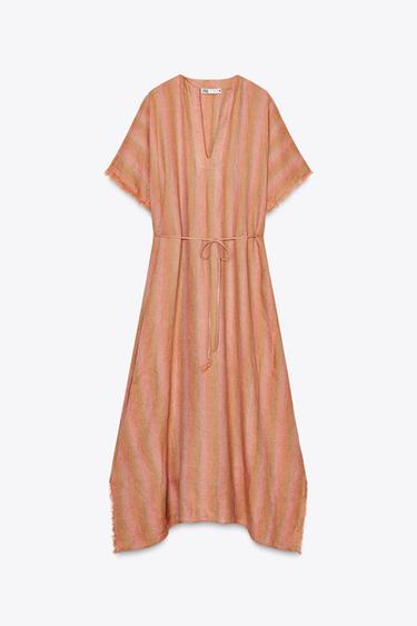 ZW COLLECTION 100% LINEN STRIPED KAFTAN - Multicoloured by Zara