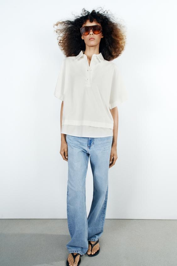 CONTRAST COTTON T-SHIRT - White by Zara - Image 0
