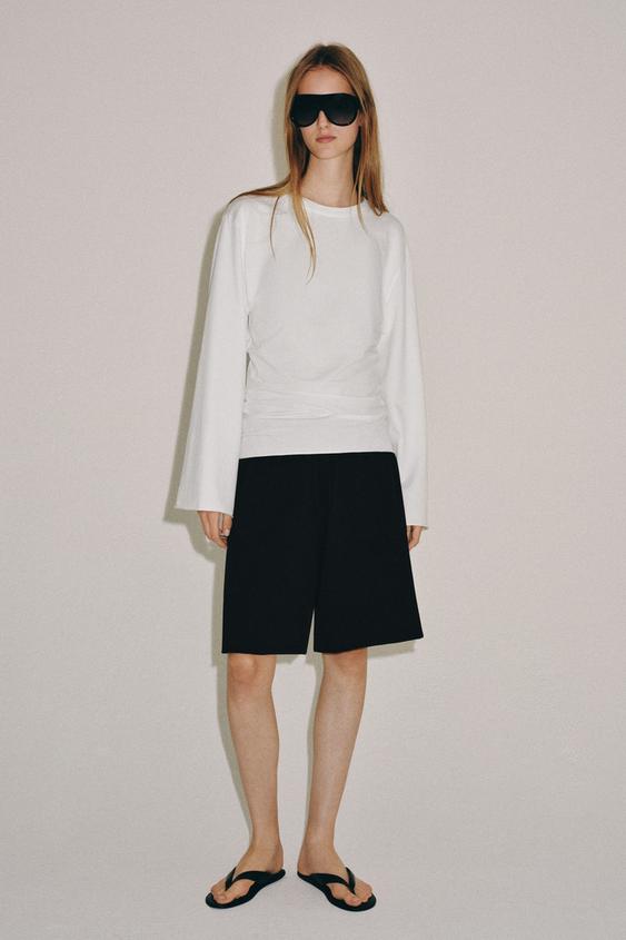 COTTON LONG SLEEVE T-SHIRT - White by Zara - Image 0