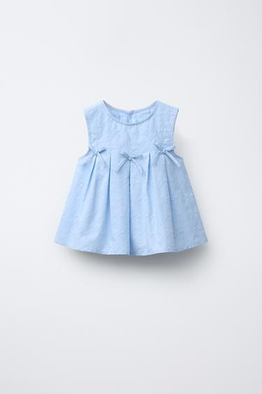 EMBROIDERED BOW TOP - Sky blue by Zara
