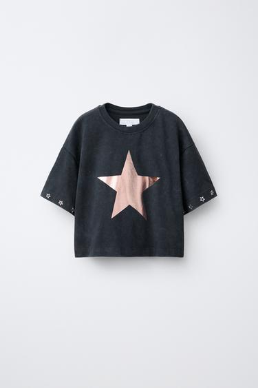 SHINY STAR T-SHIRT - Black by Zara
