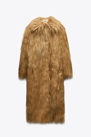 LIMITED EDITION LONG FAUX FUR COAT - Beige by Zara