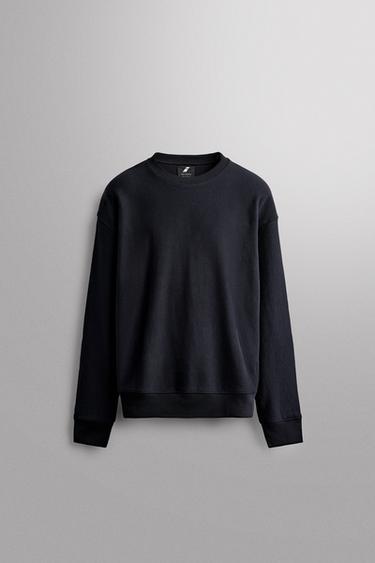 COTTON CREWNECK SWEATSHIRT - Navy blue by Zara