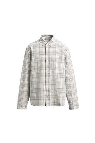 REGULAR FIT CHECK SHIRT - Sky blue by Zara