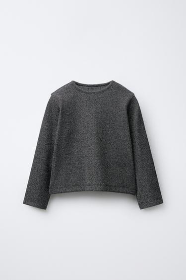 RIBBED SHINY T-SHIRT - Black / Silver by Zara