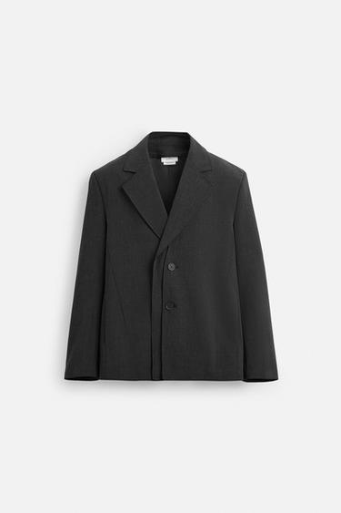 DETACHABLE COLLAR SUIT BLAZER - Grey marl by Zara