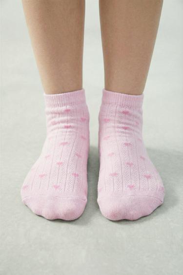 FOUR-PACK OF HEART ANKLE SOCKS - White by Zara