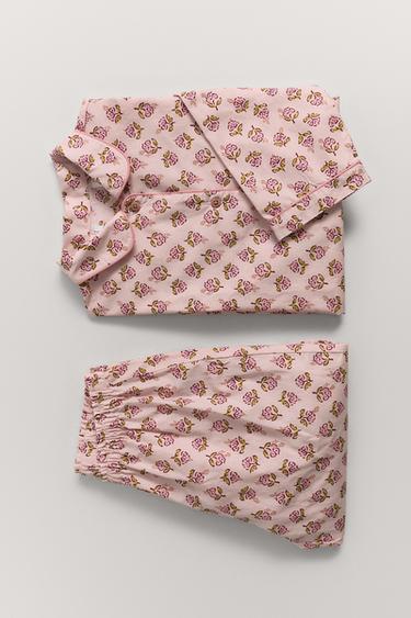 6-14 YEARS/ FLORAL SHIRT AND TROUSERS PYJAMAS - Pink by Zara