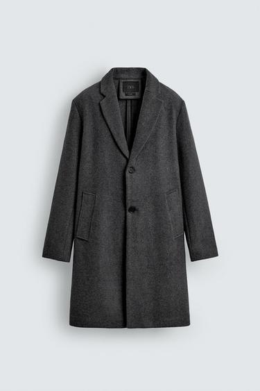 REGULAR FIT WOOL COAT - Grey by Zara