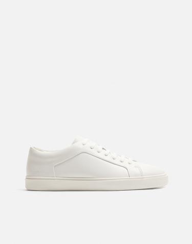 LEATHER LACE-UP TRAINERS - White by Zara