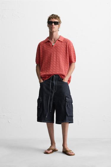 OPEN KNIT POLO SHIRT - Red by Zara - Image 0
