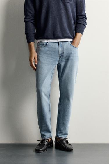 SLIM CROPPED FIT JEANS - Light blue by Zara