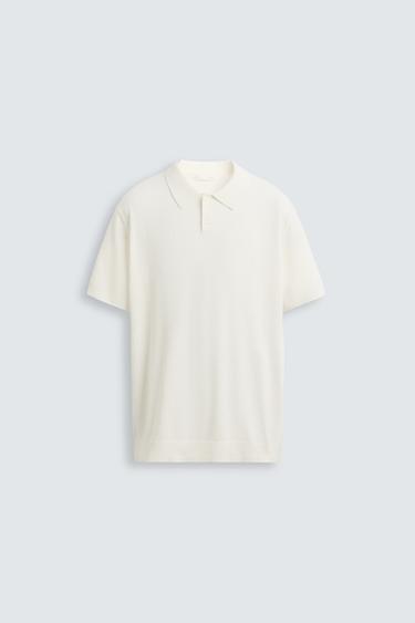 RIB KNIT POLO SHIRT - Oyster-white by Zara