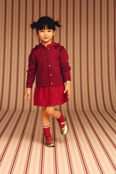 CARDIGAN WITH VELVET BOWS - Red by Zara