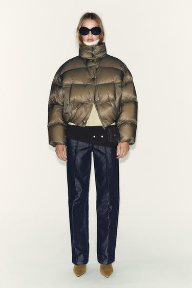 SHORT WATER-REPELLENT WINDPROOF PUFFER JACKET - Khaki by Zara
