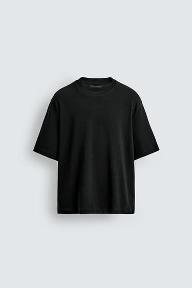 BOXY FIT KNIT T-SHIRT - Black by Zara