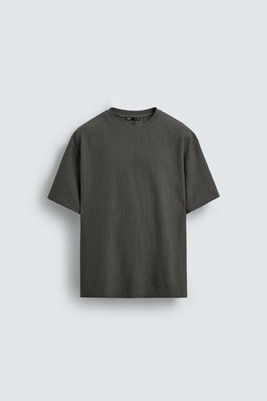 RELAXED FIT TEXTURED T-SHIRT - Greenish by Zara