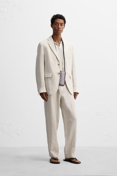 100% LINEN SUIT TROUSERS - Sand by Zara - Image 0