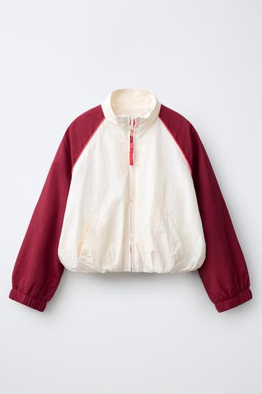 COLOUR BLOCK TECHNICAL SPORTY JACKET - Burgundy by Zara