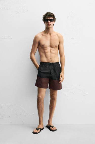 COLOUR BLOCK LONG SWIMMING TRUNKS - various by Zara - Image 0