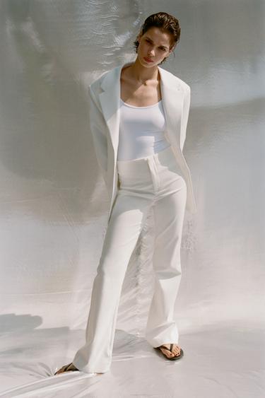 HIGH-WAIST FLARE TROUSERS - Ecru by Zara