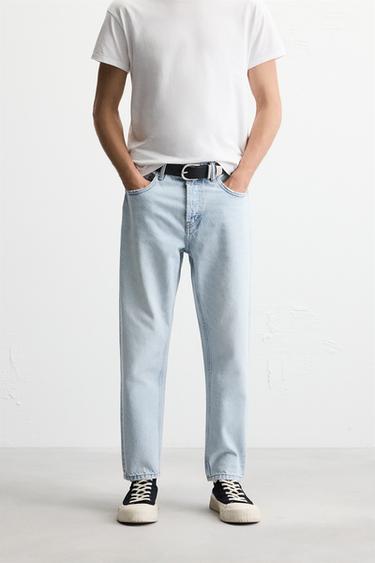 SLIM CROPPED-FIT JEANS - Light blue by Zara