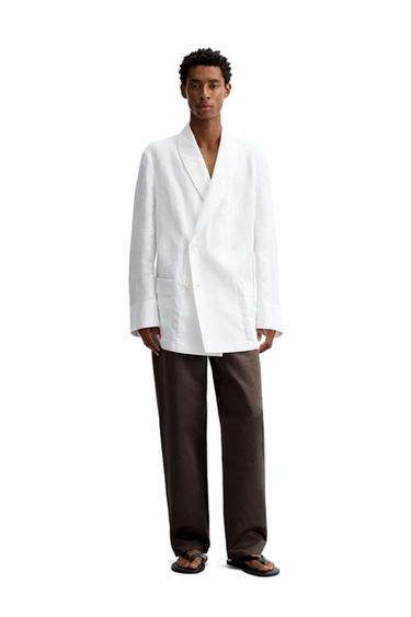 RELAXED FIT LINEN BLAZER - White by Zara