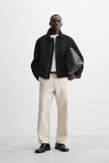STRAIGHT-LEG TWILL TROUSERS - Light beige by Zara - Image 0