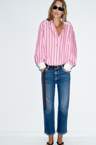 Z1975 HIGH-WAIST MINI bell bottom JEANS - Blue by Zara