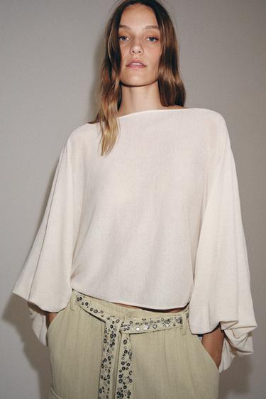 VOLUMINOUS SLEEVE JUMPER - Mid-ecru by Zara