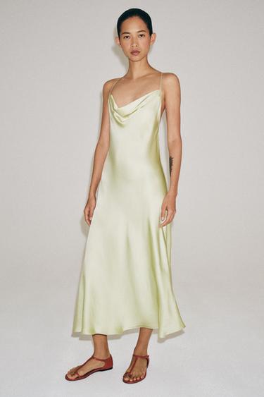 ZW COLLECTION SATIN SLIP DRESS - Sea green by Zara