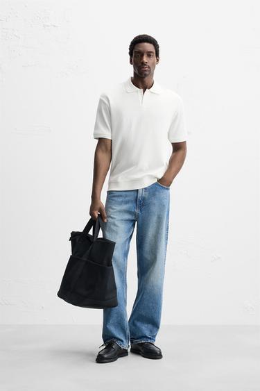 VERTICAL TEXTURED POLO SHIRT - Oyster-white by Zara